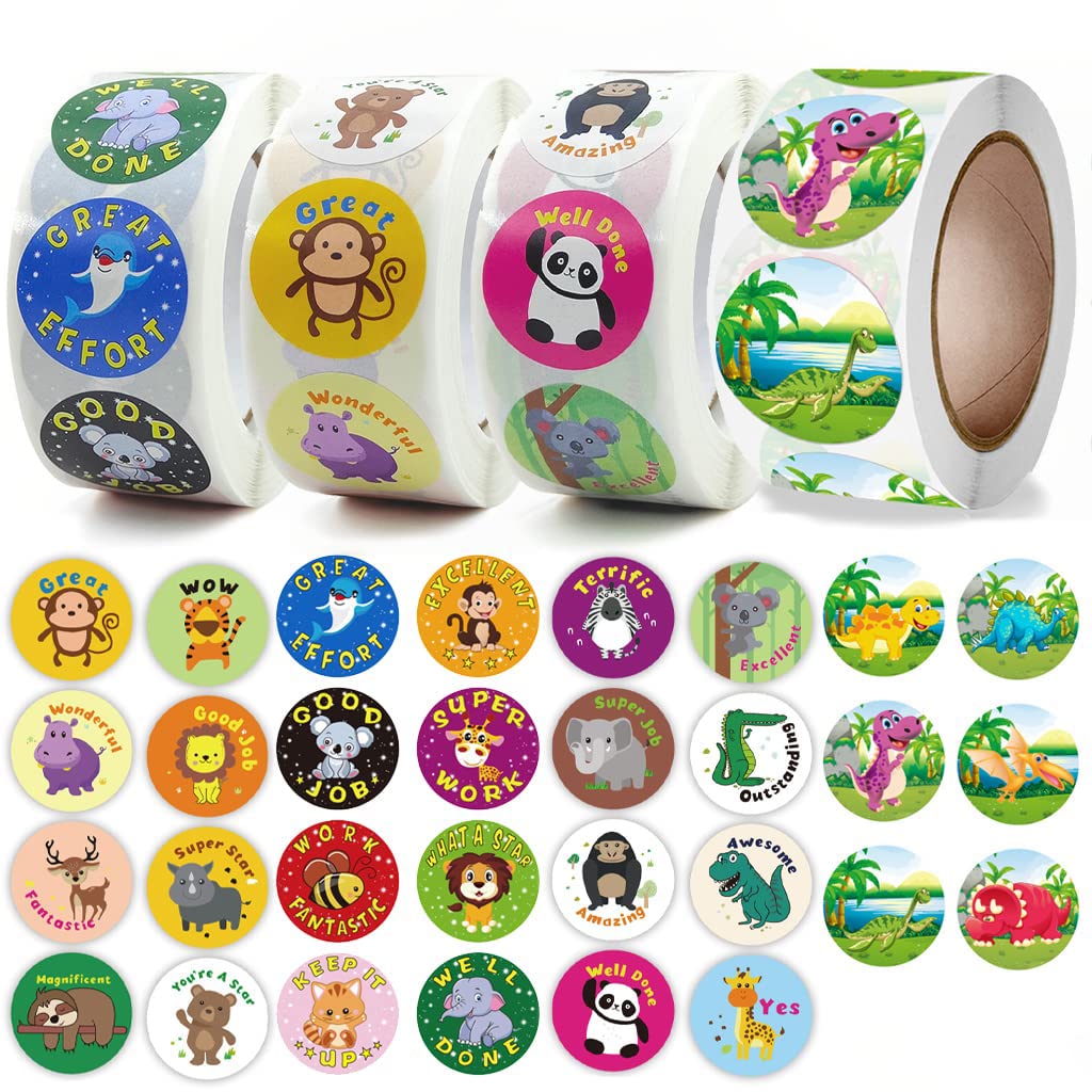 HASTHIP Paper Cartoon Stickers Roll Rewards Labels Stickers Round Self Adhesive Envelopes Tag Seals Decals For Gift Packing Unicorn Themed Party Favor, Diy Crafts Decor Stickers, 4 Rolls,2000Pcs HASTHIP Paper Cartoon Stickers Roll Rewards Labels Stickers Round Self Adhesive Envelopes Tag Seals Decals For Gift Packing Unicorn Themed Party Favor, Diy Crafts Decor Stickers, 4 Rolls,2000Pcs